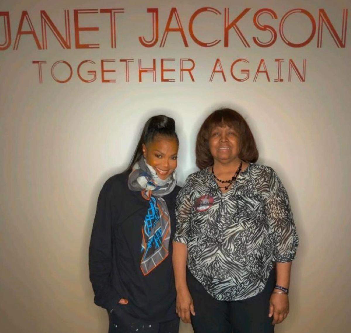 Carrie Stapleton with one of her favorite artists, Janet Jackson, during a tour stop in Kansas City.