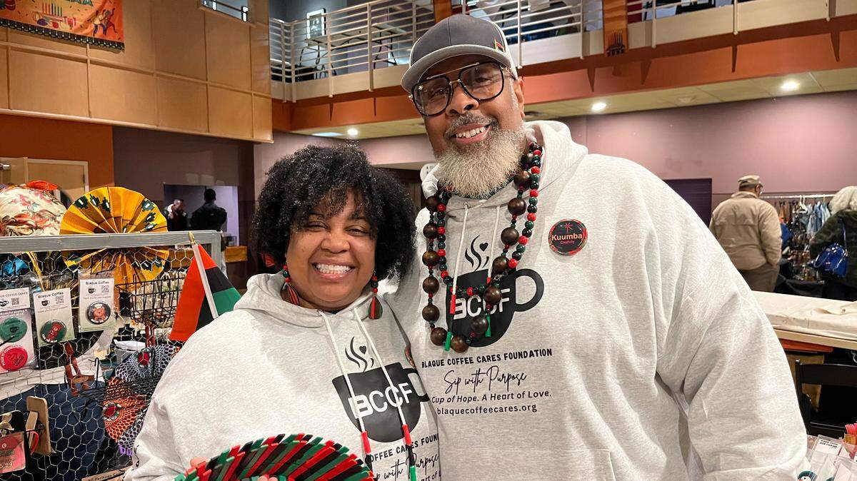 Candice and Terence Haynes were vendors at the 44th annual city-wide Kwanzaa celebration at The Gem Theater in Kansas City Wednesday, Dec. 31. Their creations are emphasized on the sixth day, Kuumba, highlighting creativity within the community.