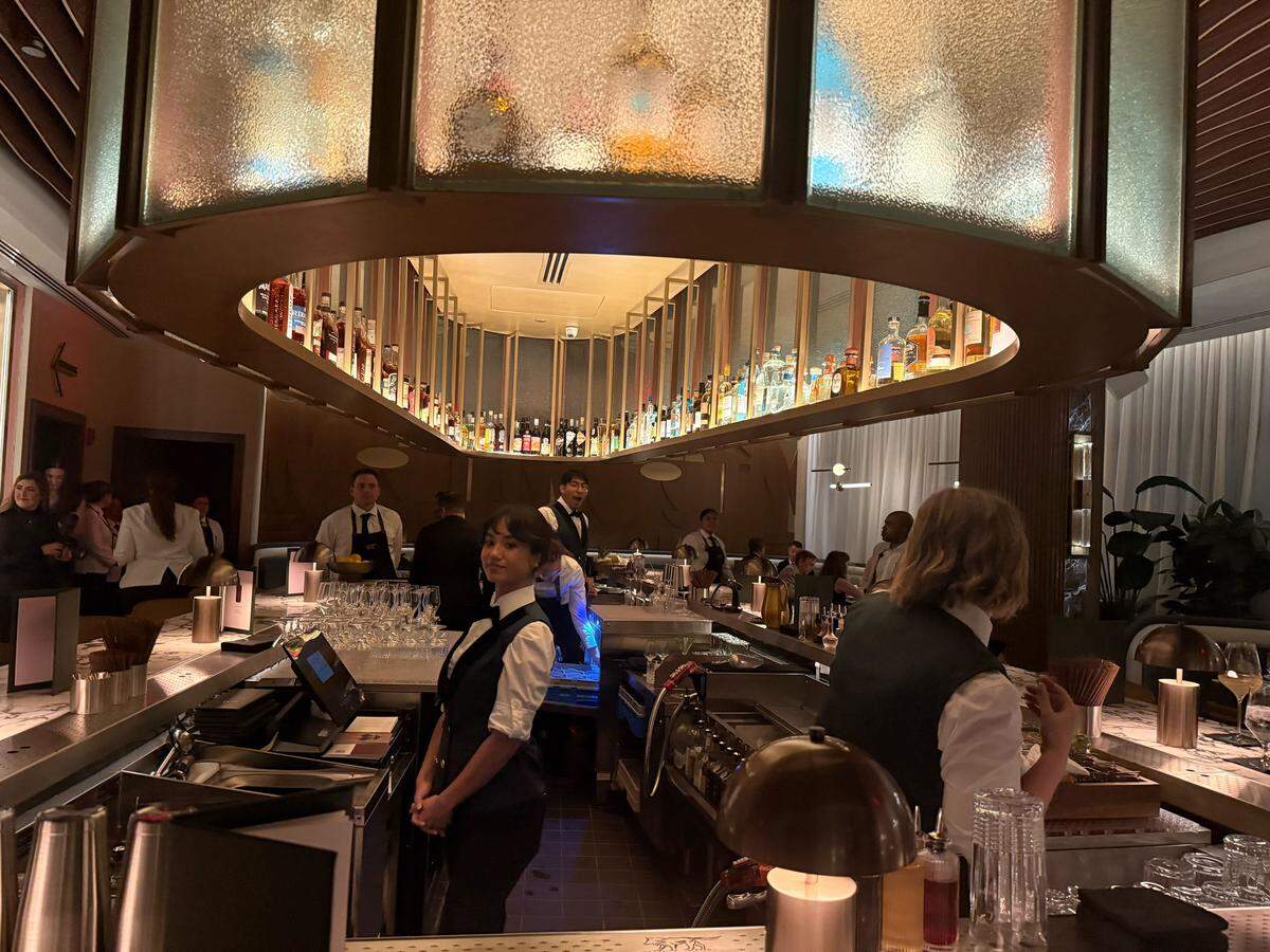 A bar sits on the lower level of 1587 Prime.