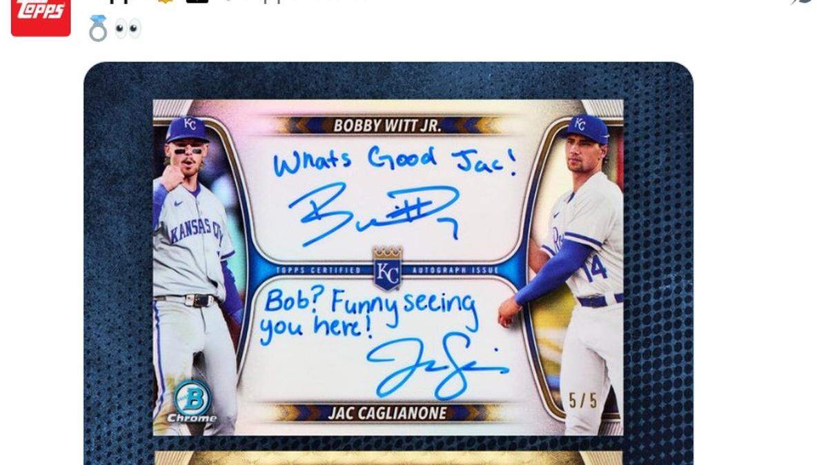 Royals’ Bobby Witt Jr. and Jac Caglianone left funny notes for each other on their cards.