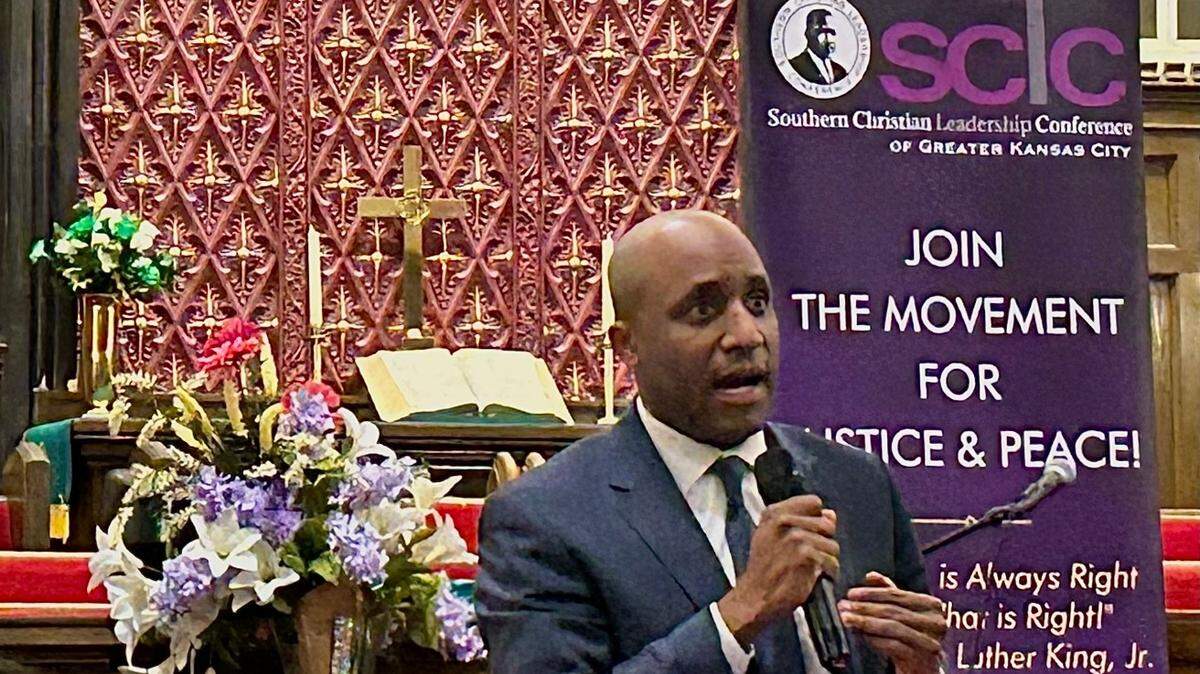 Mayor Quinton Lucas spoke at a Dr. Martin Luther King Jr. event Monday evening.