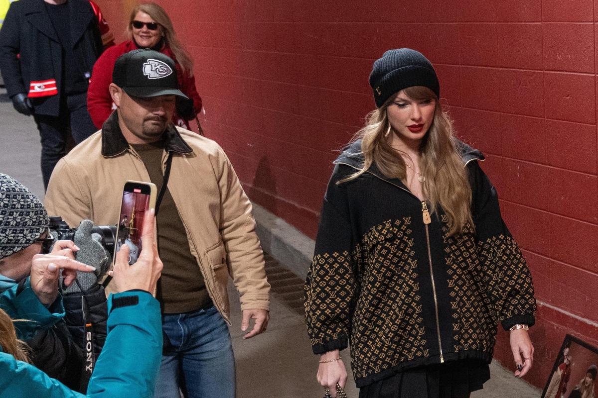 Taylor Swift enters Arrowhead Stadium before the AFC Championship Game on Sunday, Jan. 26, 2025, at GEHA Field at Arrowhead Stadium.
