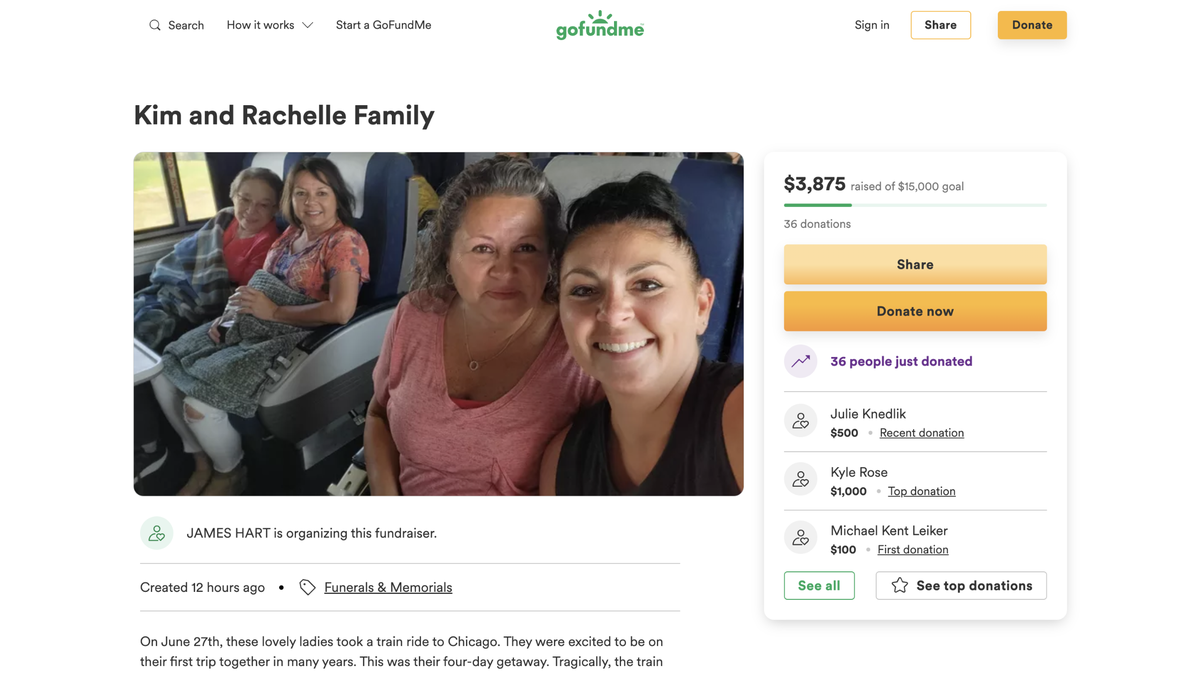 GoFundMe launched for two of the four victims killed in Missouri Amtrak train crash