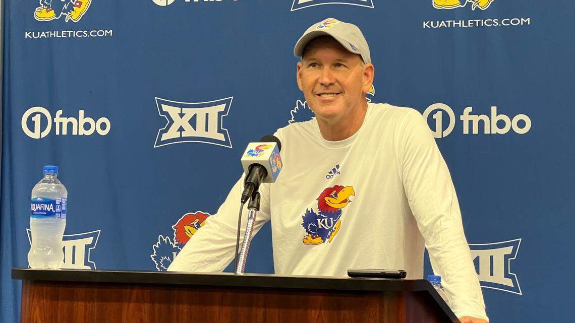 KU football coach Lance Leipold met the media Tuesday following a morning practice, the first practice of the 2022 season.