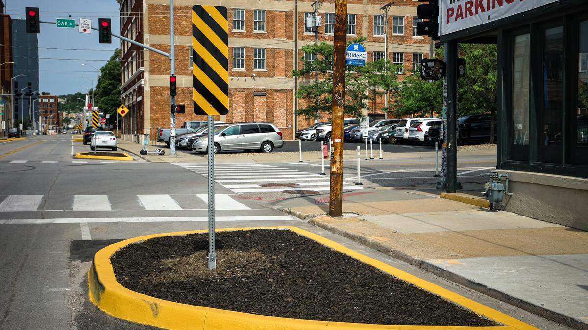 A curb extension was installed recently in Kansas City’s Crossroads. These traffic projects are aimed at making streets safer.