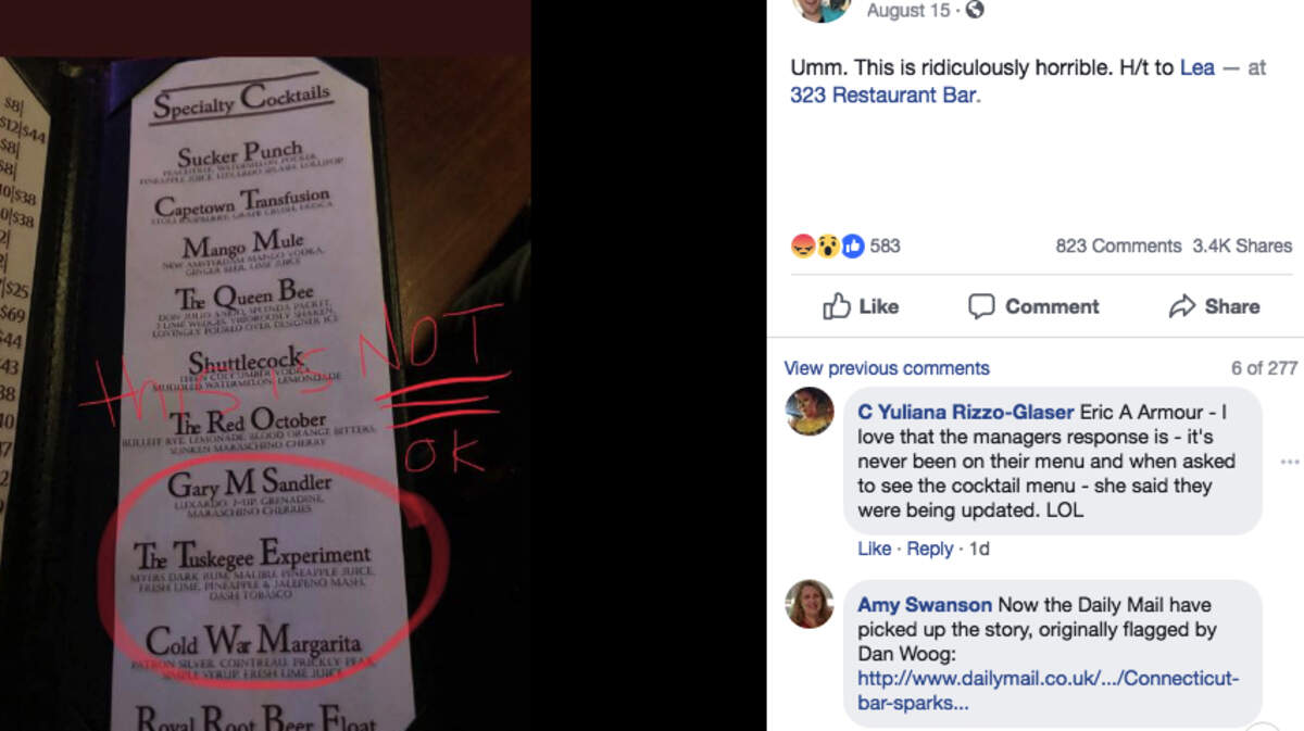 A bar in Westport, Connecticut has come under fire for serving a cocktail named The Tuskegee Experiment. The infamous, 40-year-long government-run medical study left syphilis cases in black men untreated.