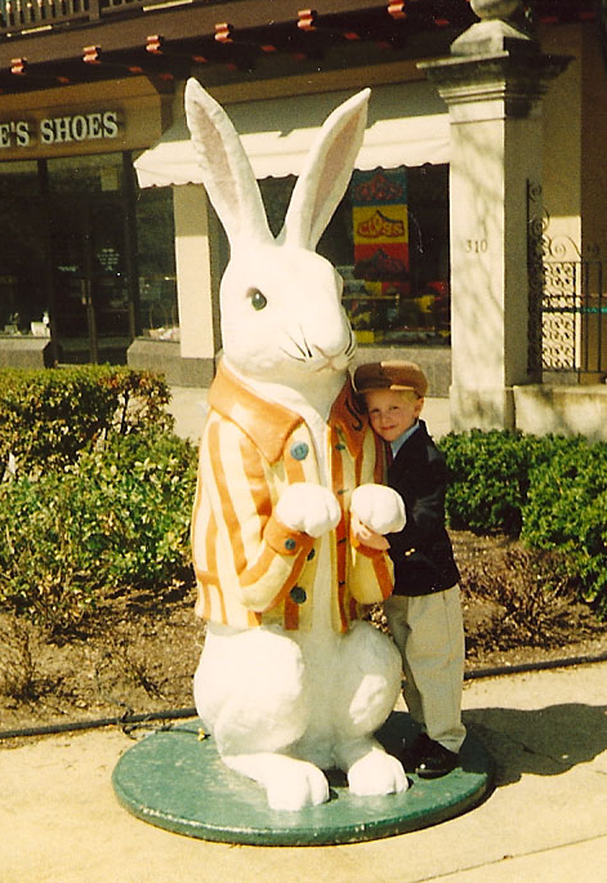 Joe, the now-missing Plaza Bunny, is captured in an old family photograph of Ian Johnson shared by Sheree Johnson of Kansas City on her blog, The Do’s and Don’ts of Aunting, April 3, 2011. Johnson’s nephew, Ian, poses next to the bunny before he disappeared in the late 1990s. Joe’s whereabouts are still unknown.