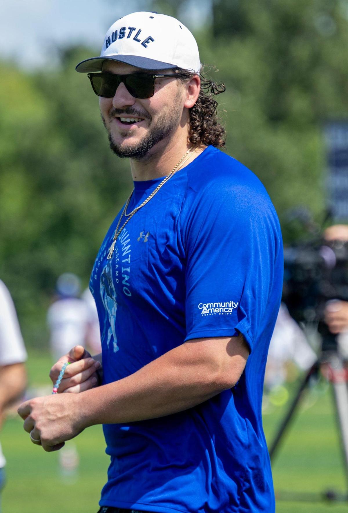 Kansas City Royals first baseman Vinnie Pasquantino was all smiles during the Vinnie Pasquantino Baseball ProCamp at Grandview High School on Thursday in Grandview, Missouri.