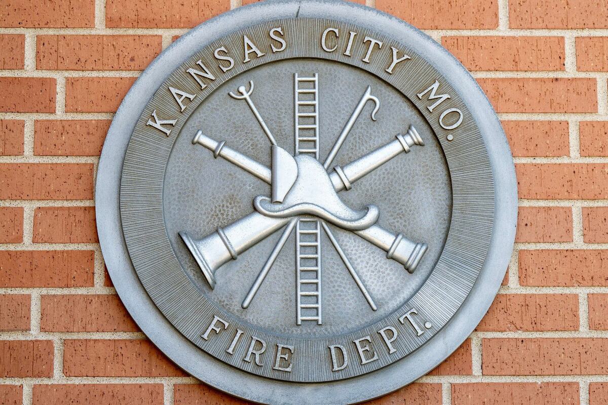 The Kansas City Fire Department seal is displayed outside Station No. 44 on Tuesday, Aug. 27, 2024, in Kansas City.