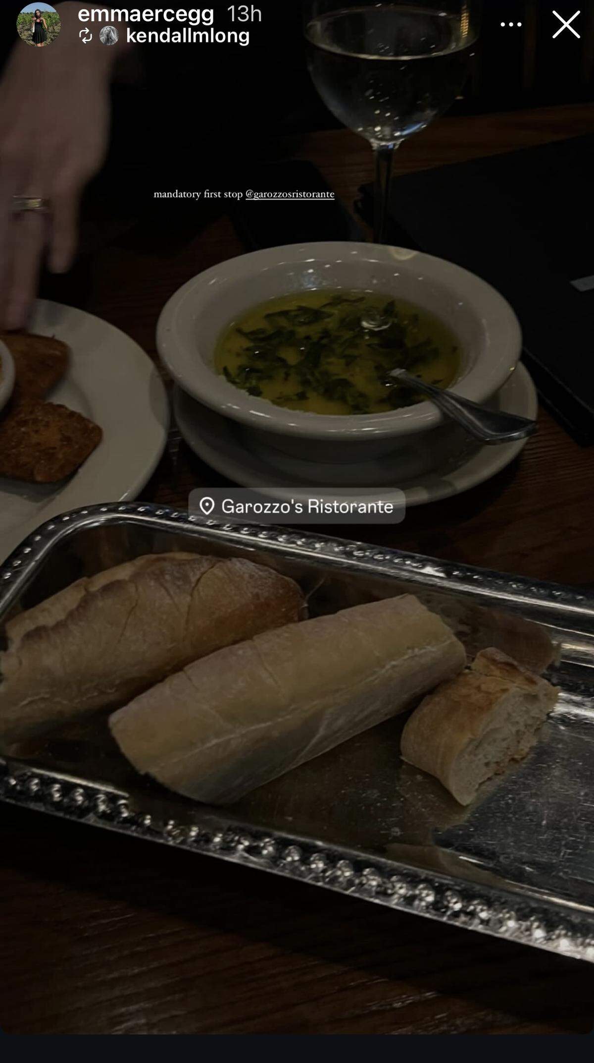 Looks like Royals wife Kendall Long didn’t waste time having a meal at Garozzo’s again.
