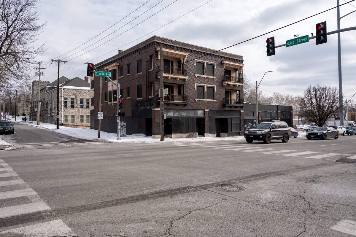 Bancroft Apartments building at 4301 Troost Ave., is pictured on Friday, Jan. 30, 2026, in Kansas City.