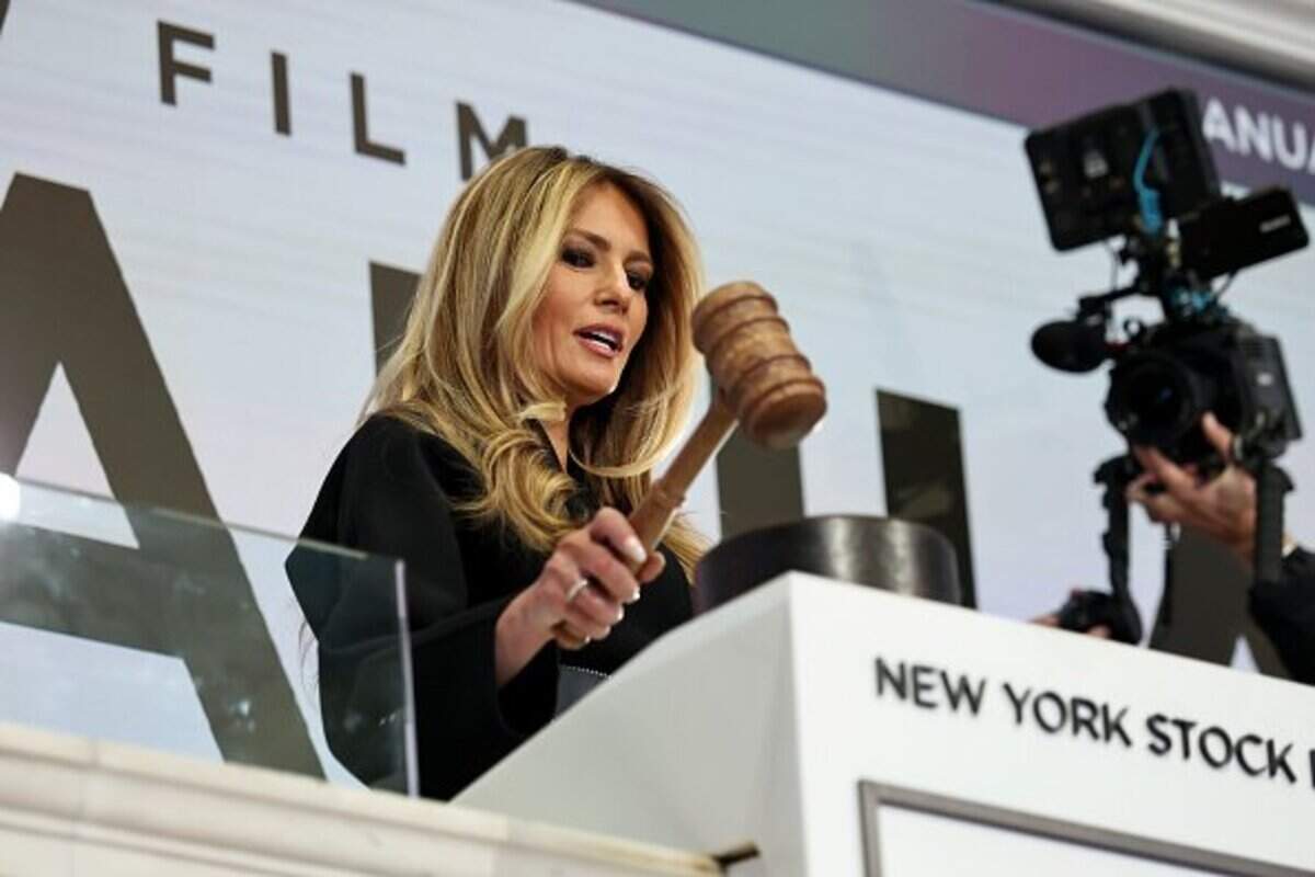 First Lady Melania Trump rings the New York Stock Exchange’s opening bell on Wednesday, January 29, 2026 to market the debut of the “Melania” movie.