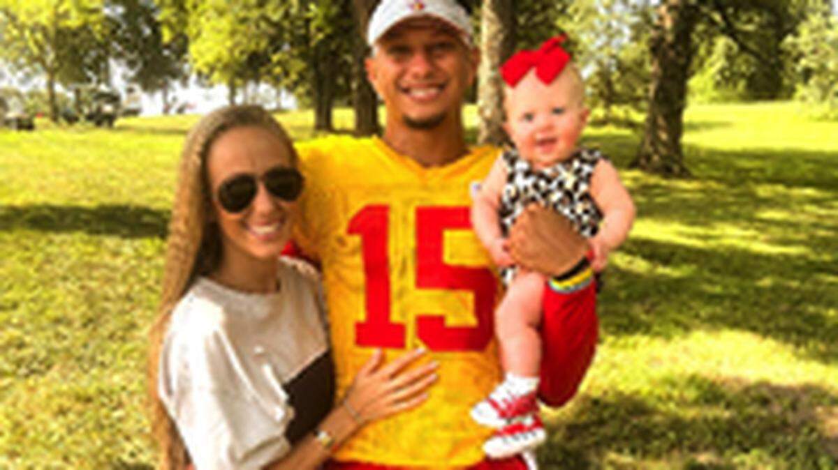 The family that wears Chiefs red together stays together. Chiefs quarterback Patrick Mahomes, his wife, Brittany, and their daughter, Sterling. Sterling and her baby brother, Bronze, are celebrities in their own right.