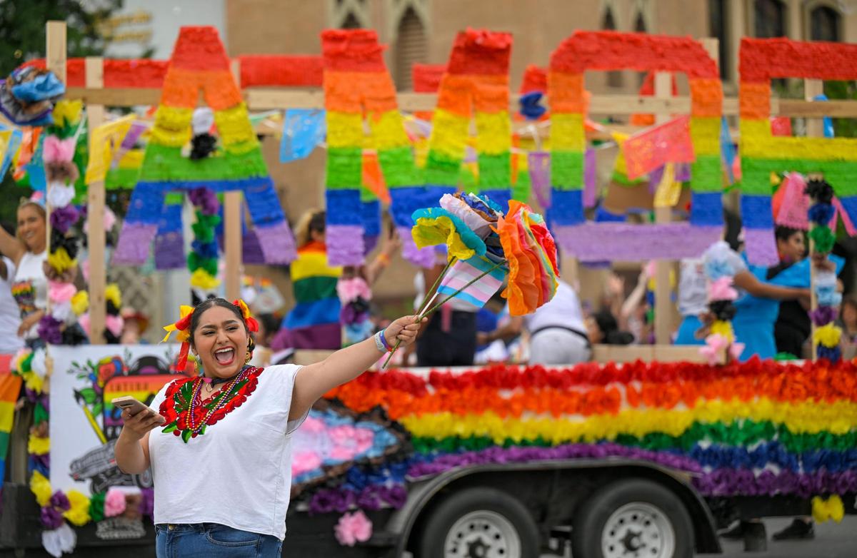 Kimberly Gonzalez of Alma Tapatia marched in the KC Pride Parade on Saturday.