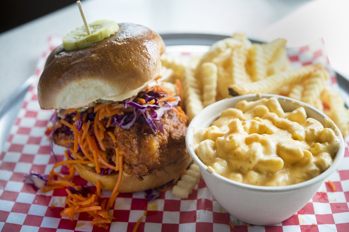  The Comeback Sandwich at Mother Clucker has a fried chicken breast with slaw, pickles and Cluck sauce.