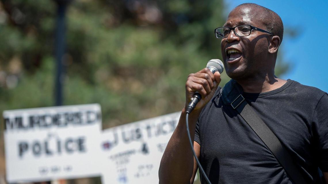 Henry C. Service, an organizer with the protest group Enough is Enough, spoke to the crowd gathered Sunday, May 31, 2020, at Mill Creek Park in Kansas City during a rally on the third day of George Floyd protests. Service said the event started with speeches and then transitioned to “a good old-fashioned protest.”
