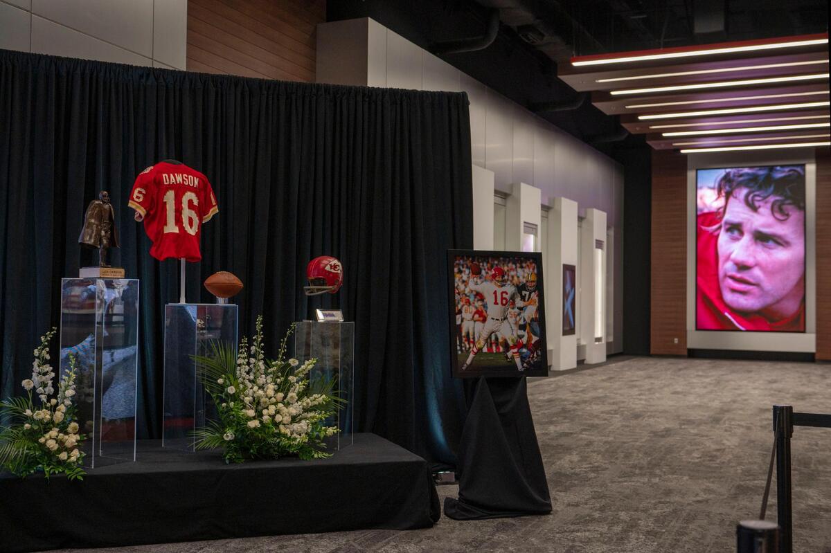 A variety of Len Dawson’s memorabilia was on display at the Chiefs Hall of Honor on Thursday, Sep. 1, 2022.