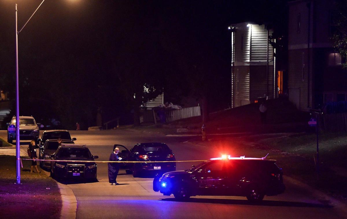 A man was found shot in the hallway of an apartment building at the Stonegate Meadows apartment complex in the 10400 block of E. 42nd Street in Kansas City Thursday, Oct. 15, 2020. The man was pronounced dead at the scene. No suspect information was available.