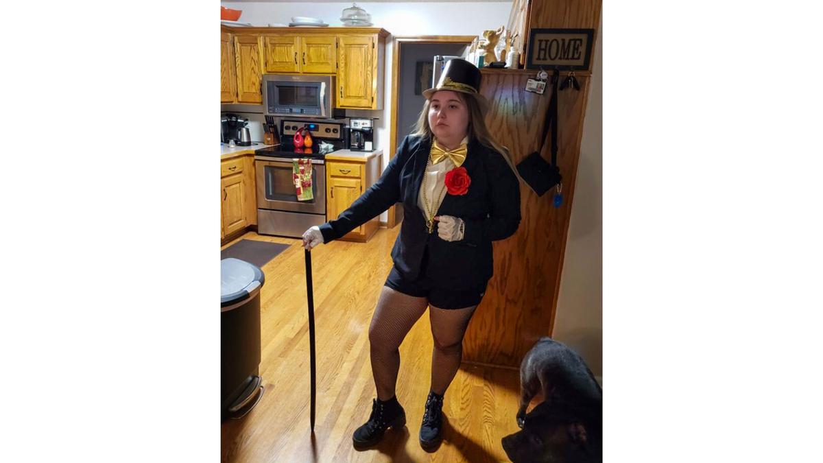 For a circus-themed dance at school Jordyn dressed as a ringmaster. “She just has a way of making herself present in every room,” says friend McKenna Hill.
