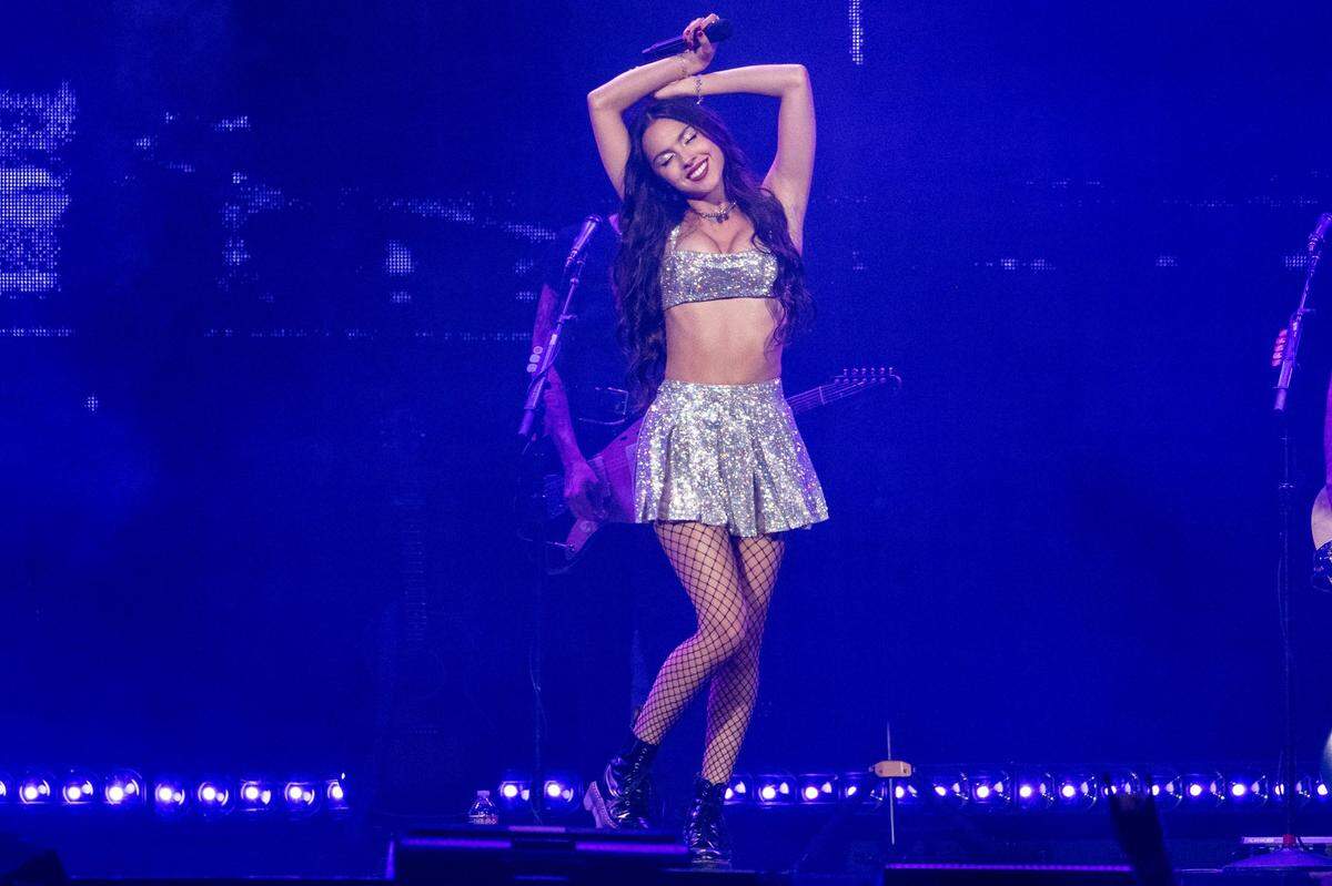 Singer Olivia Rodrigo performs the song ‘bad idea right?’ during her Guts World Tour concert at T-Mobile Center on Friday, July 26, 2024, in Kansas City.