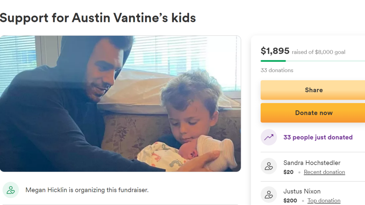 A fundraiser is collecting donations to help support the family of Austin Vantine. He was killed in a car crash. The money will go toward diapers and other resources for Vantine’s newborn son Carter.