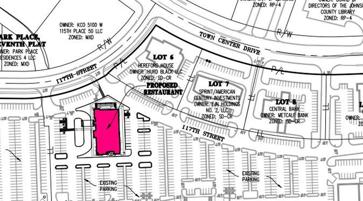 The new 12,681-square-foot restaurant would be in Town Center Plaza’s north parking lot near Hereford House.