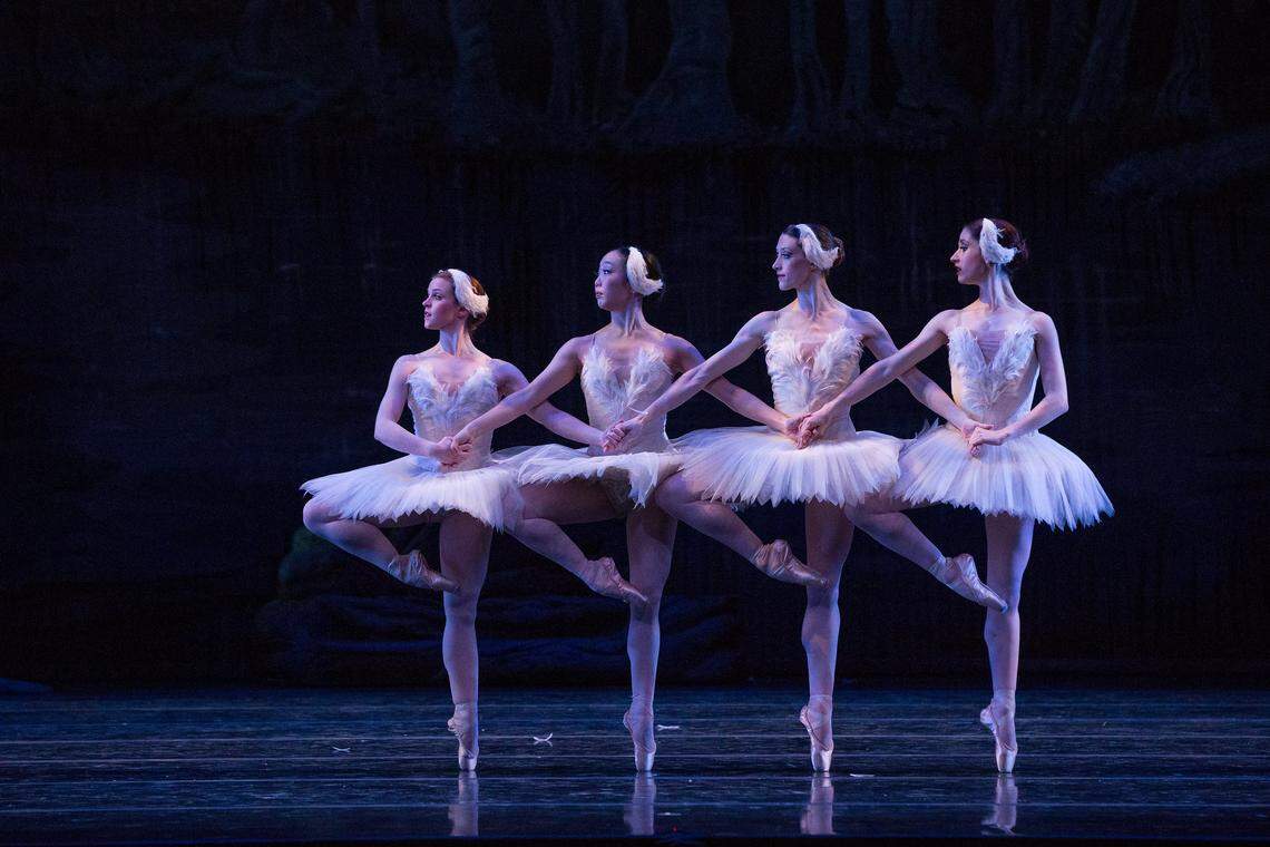 Kansas City Ballet dancers, from left, Laura Hunt, Sarah Chun, Taryn Mejia and Amanda in “Swan Lake.” A few weeks later, the pandemic arrived and the arts shut down.