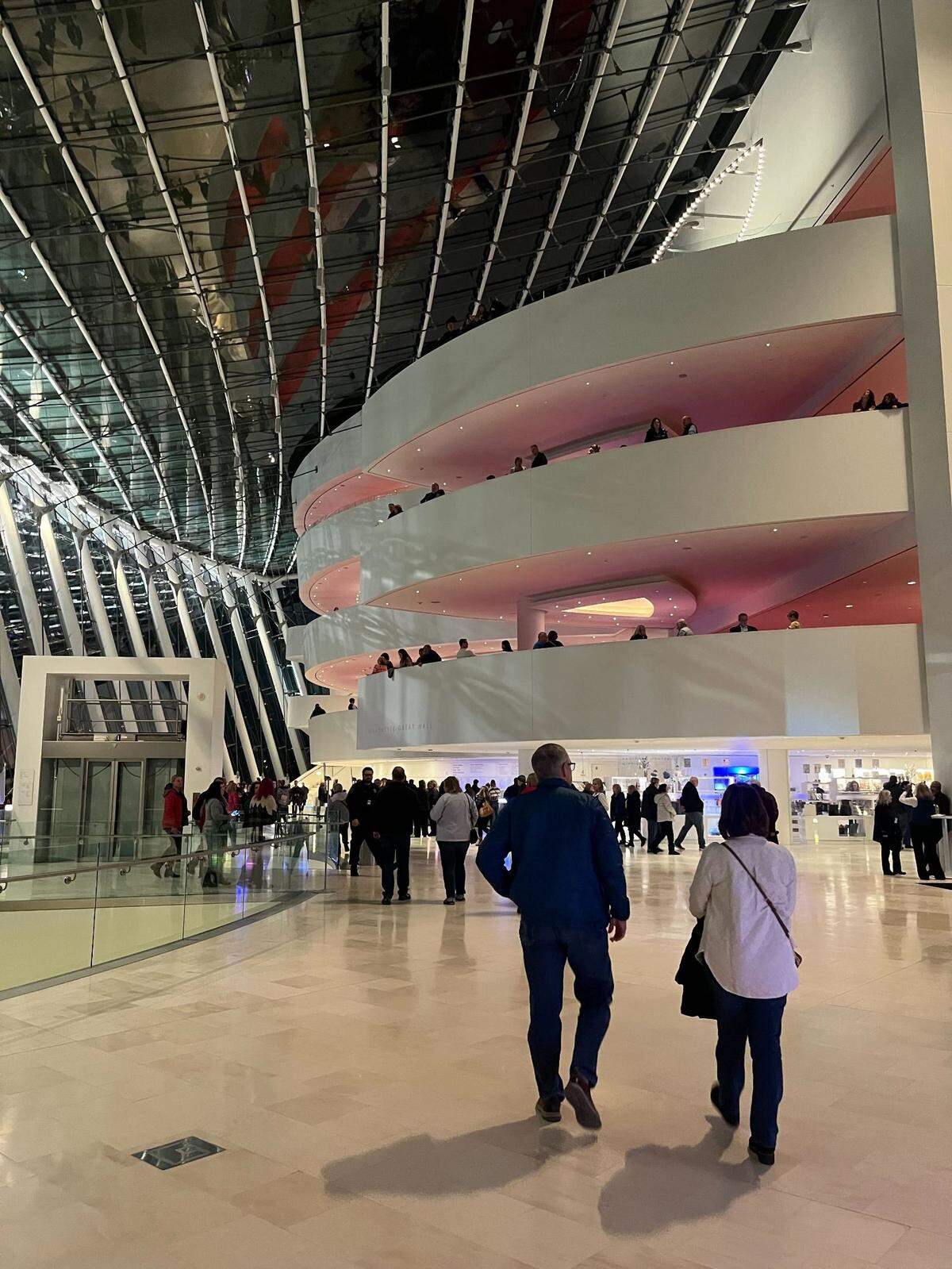 The Brandmeyer Great Hall makes for a breath-taking view when you first enter the Kauffman Center for the Performing Arts. Look outside for a new angle on the KC skyline.