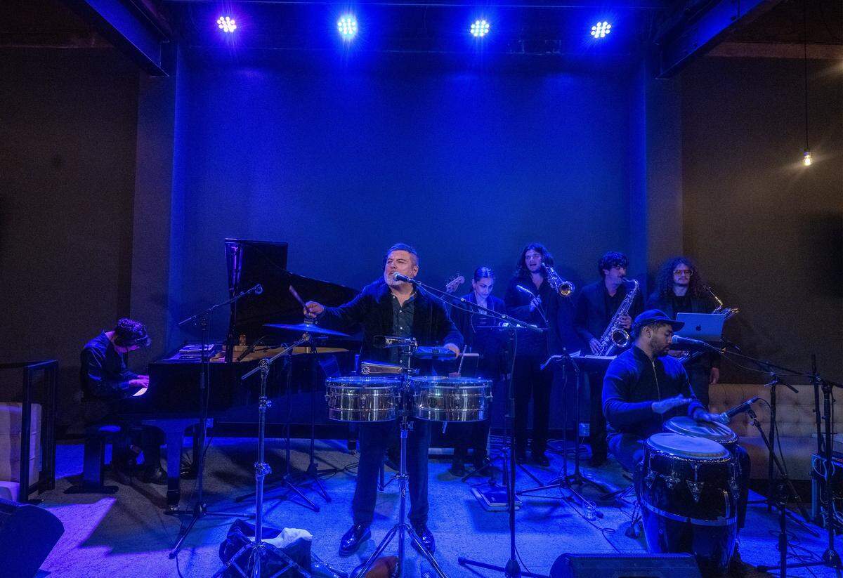 Pablo Sanhueza and the Latin Jazz Orchestra perform at Ted's Taproom on Tuesday, May 5, 2026, at 1829 McGee St. in the Crossroads in Kansas City,