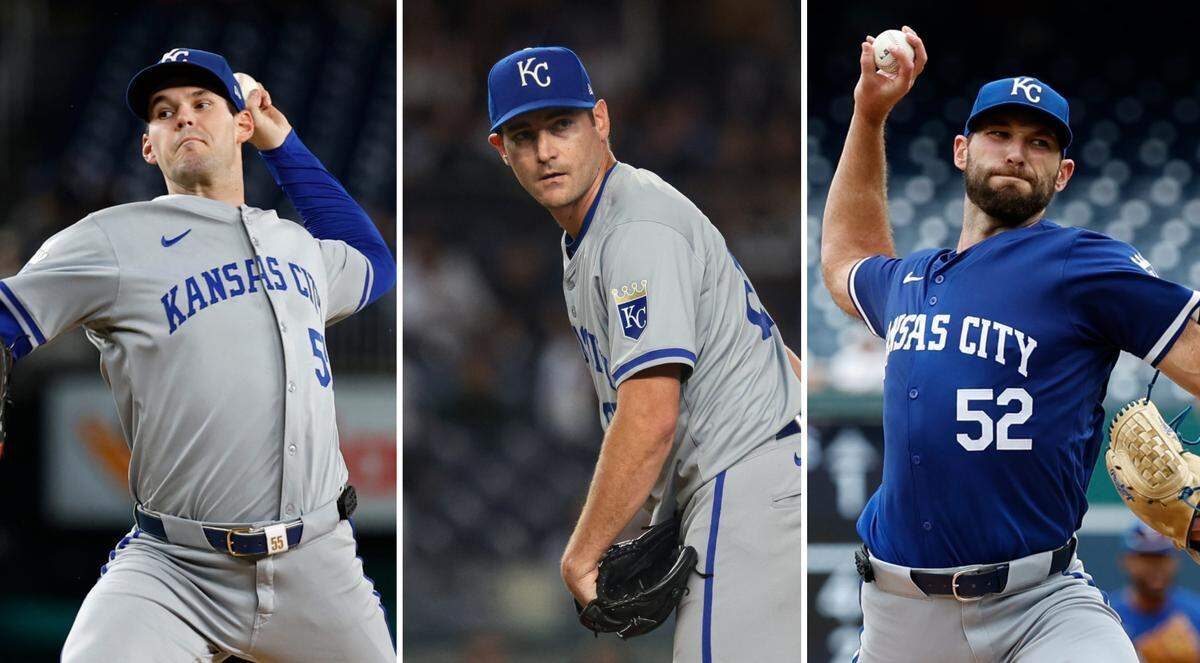The Royals lined up (from left) Cole Ragans, Seth Lugo and Michael Wacha to pitch in the AL Wild Card MLB playoff series in 2024.