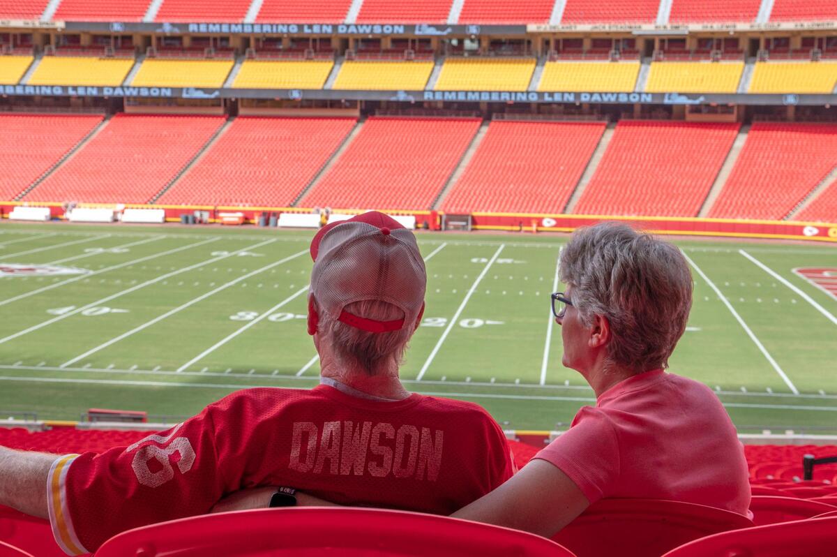 Kansas City Chiefs fan were able to sit and watch a video of Len Dawson’s life at the memorial tribute on Thursday, Sep. 1, 2022, at Arrowhead Stadium.