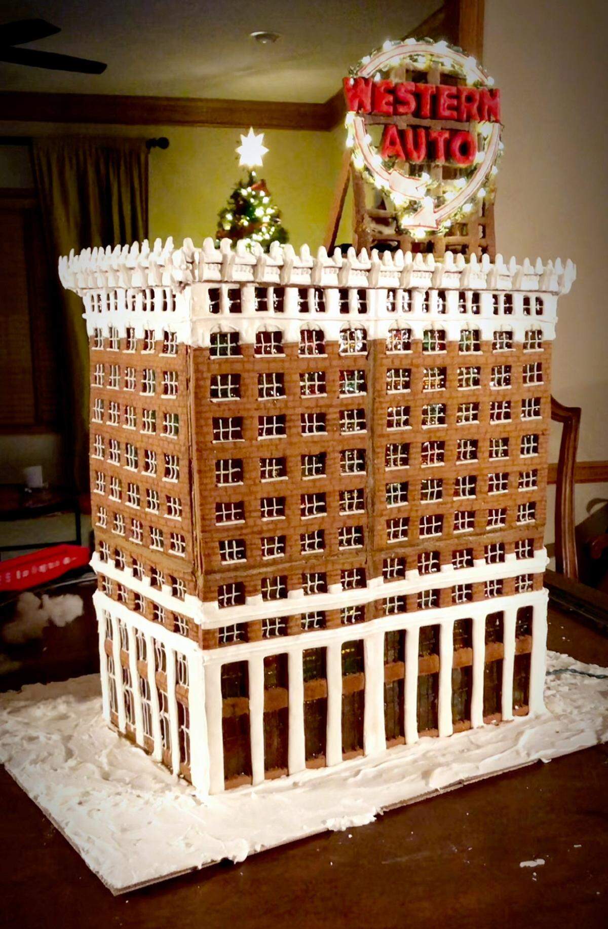 Tobiason’s Western Auto building made of gingerbread.