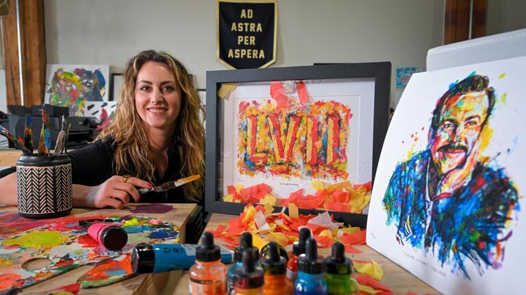 This Kansas City artist uses confetti from Super Bowls in Chiefs-inspired works of art