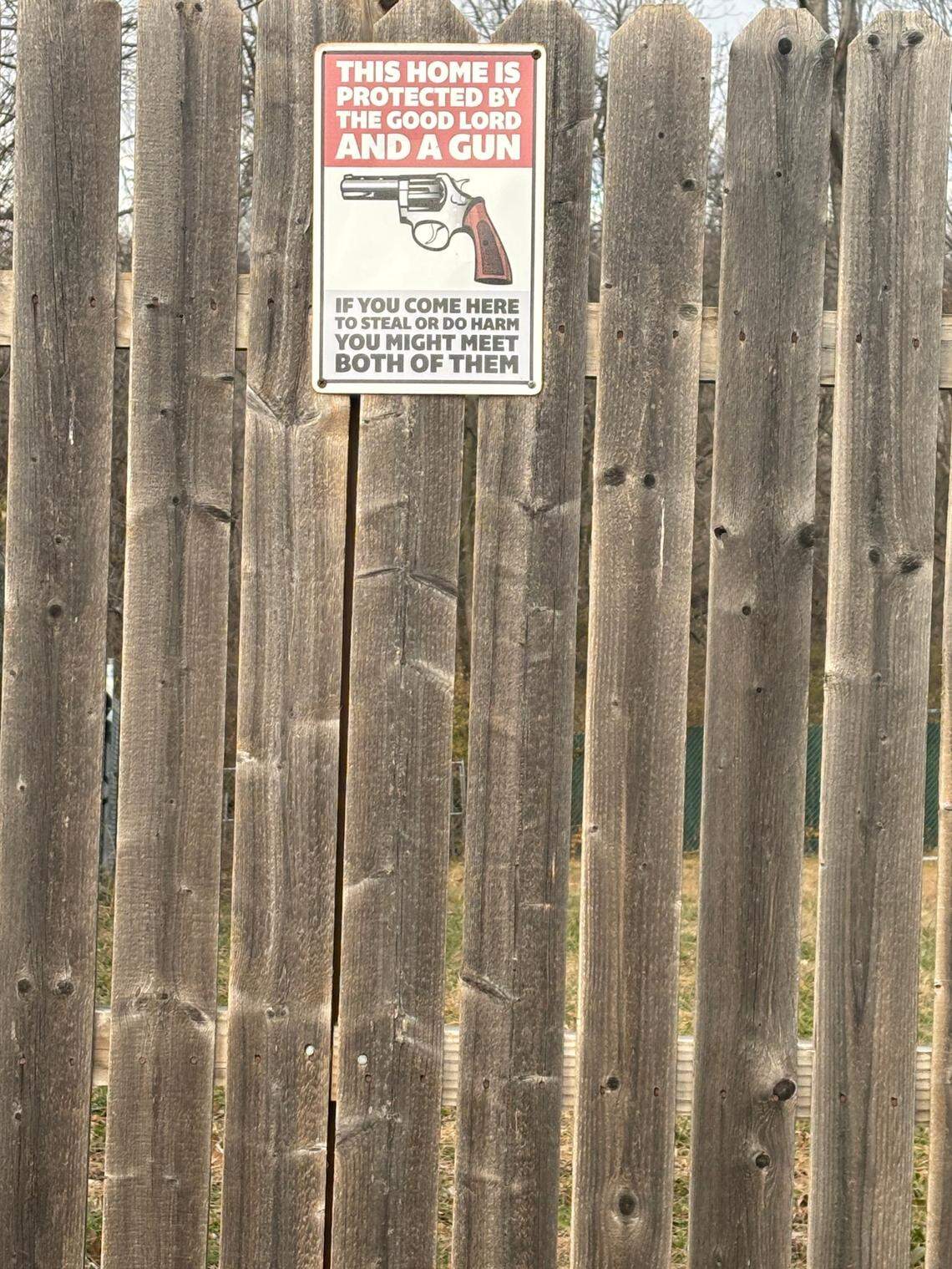 A photo of the fence surrounding John Thibeaux’s house in south Kansas City.