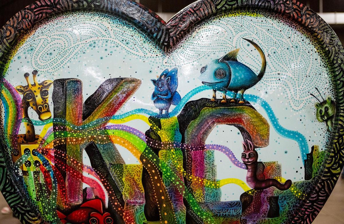 “The Seven Magic Animals” by artist Socorro Reyes Ramirez is one of 40 hearts that make up the 2023 season of The Parade of Hearts.