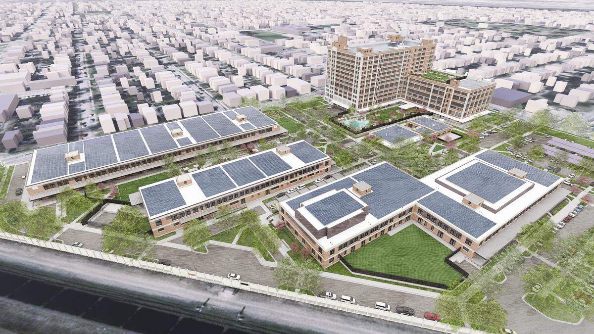Apartments, a food hall, community spaces and more will be part of a 22-acre development in the Historic Northeast neighborhood.