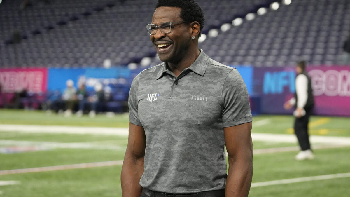 NFL Hall of Fame player Michael Irvin during the 2024 NFL Combine at Lucas Oil Stadium.