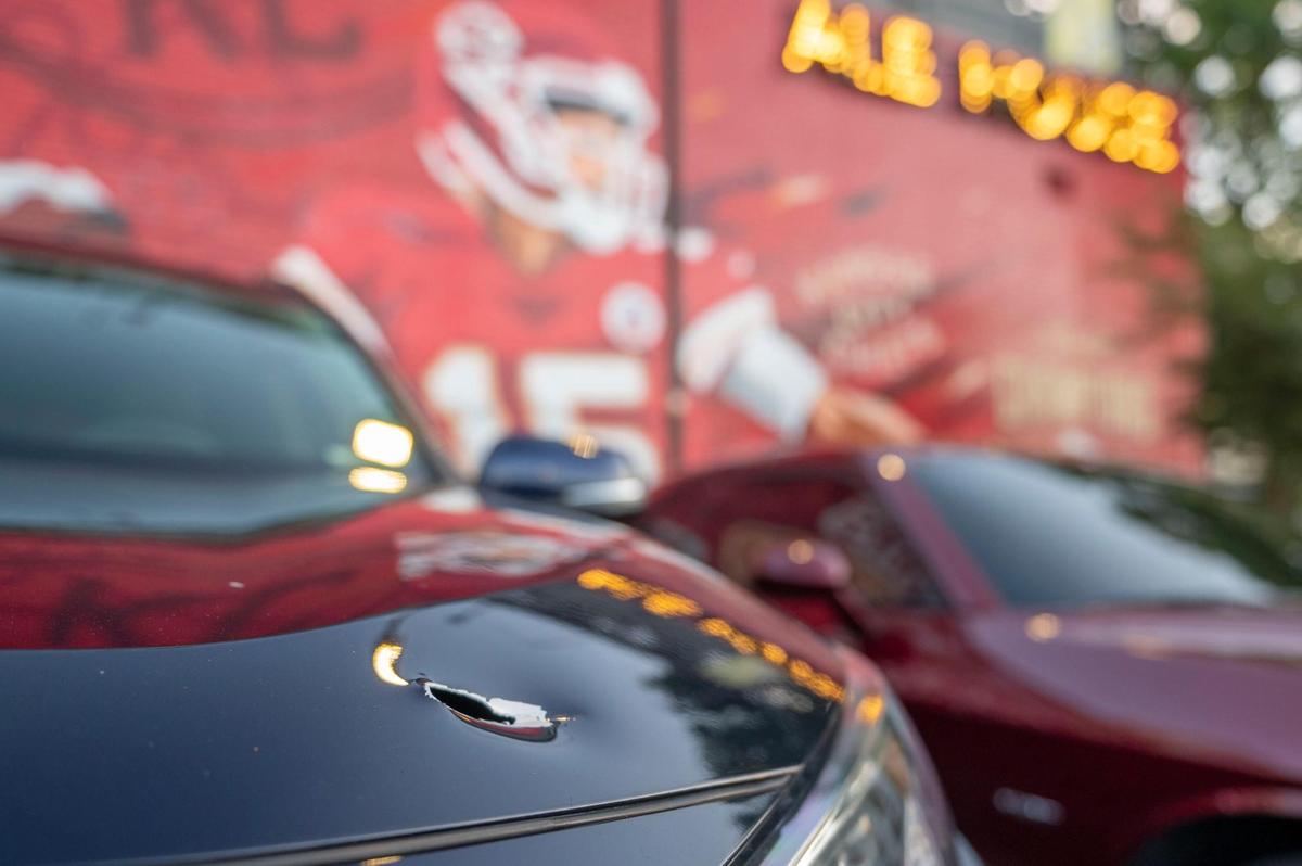 A bullet from an overnight shooting damaged a vehicle parked outside the Westport Ale House on Monday, July 11, 2022 in the Westport area of Kansas City. The Missouri Highway Patrol is investigating a shooting that occurred on Sunday night that involved Kansas City police officers.