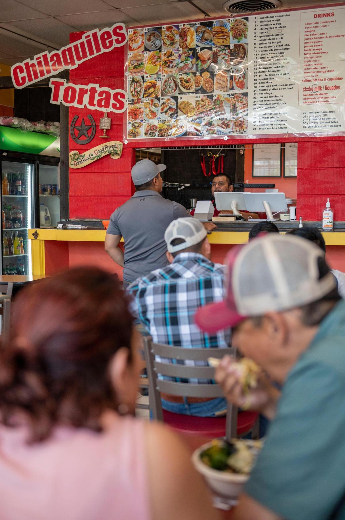 Lunchtime at GG’s: Most of the meat is barbacoa – a slow-cooked beef marinated in a homemade sauce of guajillo and ancho peppers, tomato, onion, cumin, garlic, bay leaves and whole cloves.