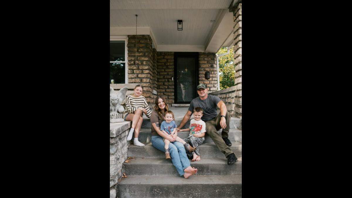 Kayleigh and Wes Wasmer adopted Abbott two years ago. The little boy, center, joined siblings Ruby, left, and River, right. As Kayleigh put it: “Seamlessly, he fit into our family.”