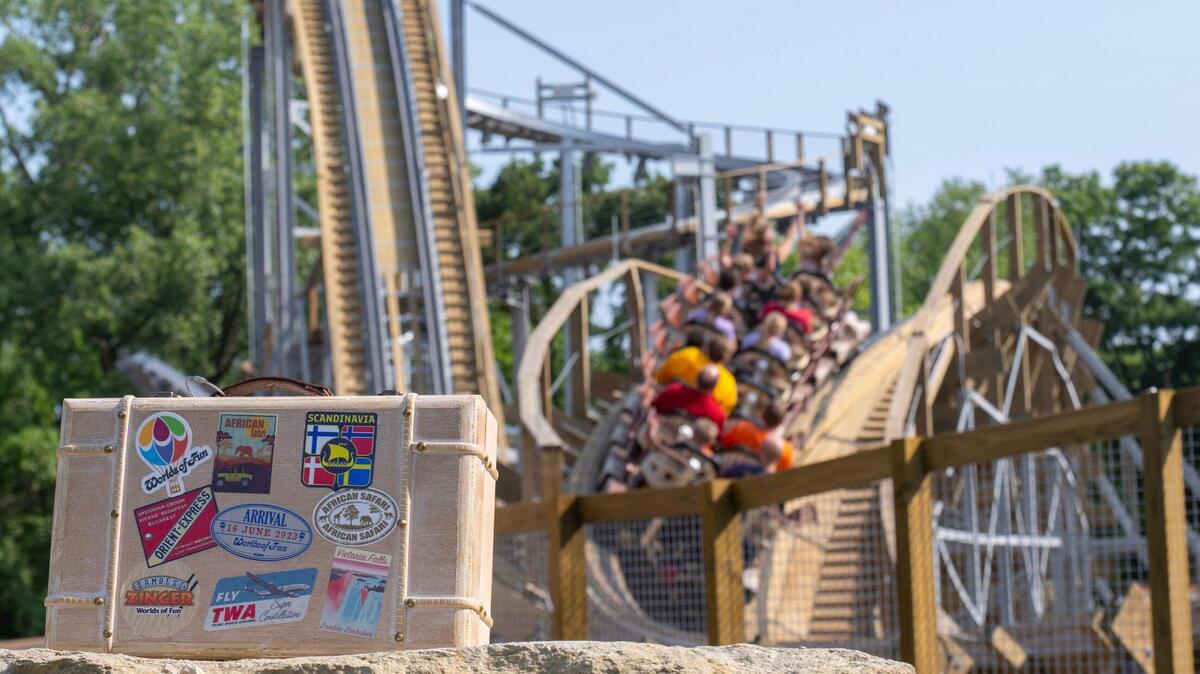 Reimagined Zambezi Zinger riders were given a small souvenir suitcase for experiencing the rollercoaster for the first time at Worlds of Fun on Friday, June 16, 2023, in Kansas City.
