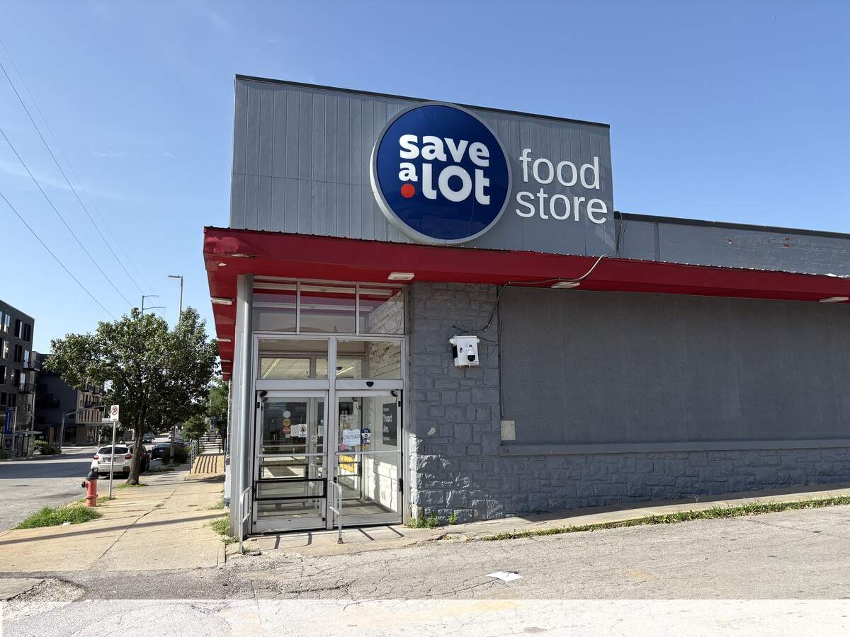 The empty Save-A-Lot grocery store at the intersection of Troost Avenue and Armour Boulevard in Kansas City. The discount grocery store operated for around 20 years before it permanently closed in mid-2026.