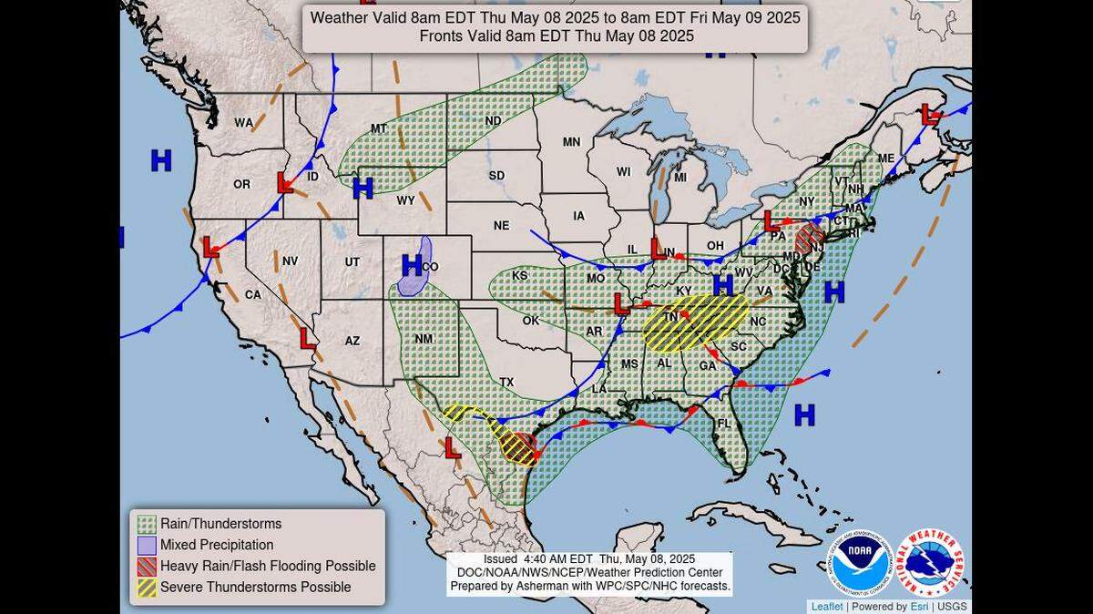 Showers are expected to slowly exit the Kansas City region Thursday morning, giving way to what will be drier and warmer weather, according to the National Weather Service. Temperatures will be in the upper 70s this weekend.