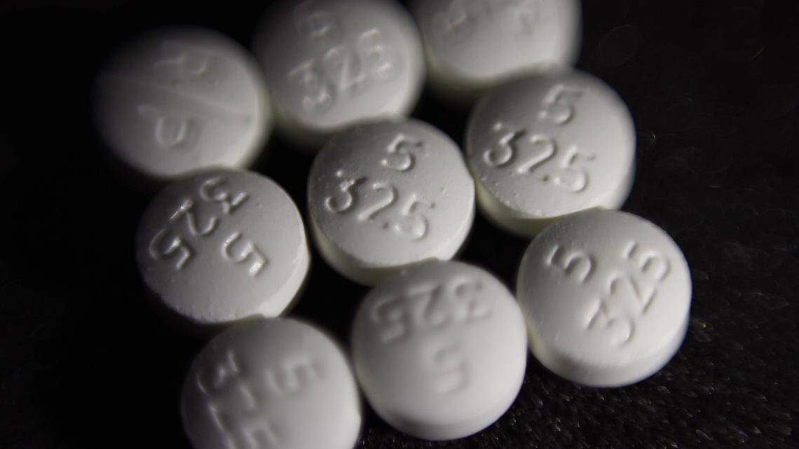 The opioid oxycodone-acetaminophen, also known as Percocet.