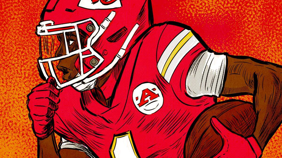 Illustration of Chiefs wide receiver Xavier Worthy