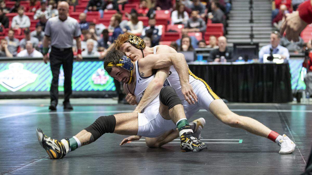 Missouri wrestler Allan Hart at the Mid-American Conference wrestling championship.