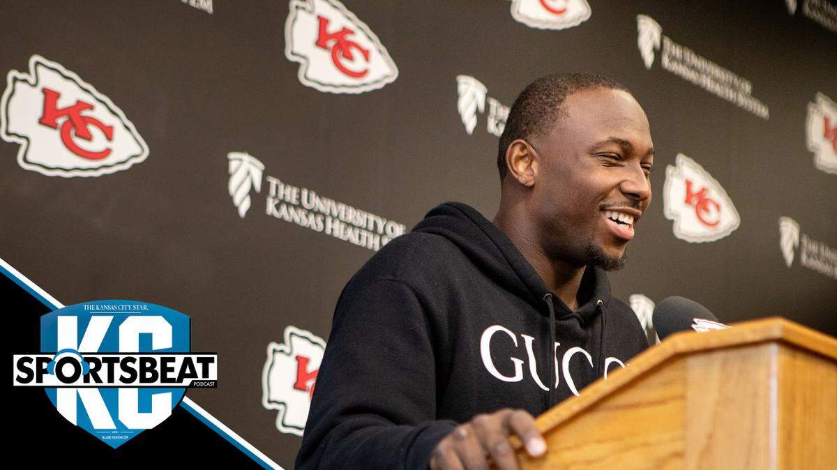 Running back LeSean McCoy smiles as he talks about signing with the Chiefs on Monday, Sept. 2, 2019, at The University of Kansas Health System Training Complex.