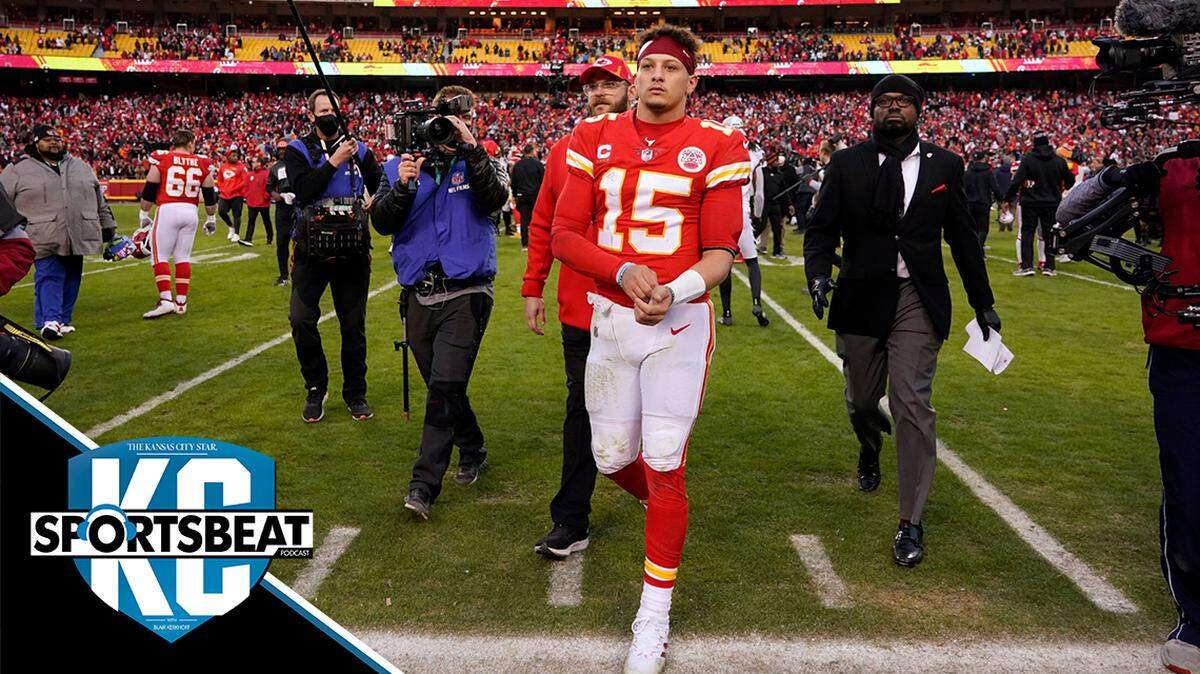 Chiefs quarterback Patrick Mahomes walks off the field at the end of Sunday’s AFC Championship Game loss to the Bengals at Arrowhead Stadium.