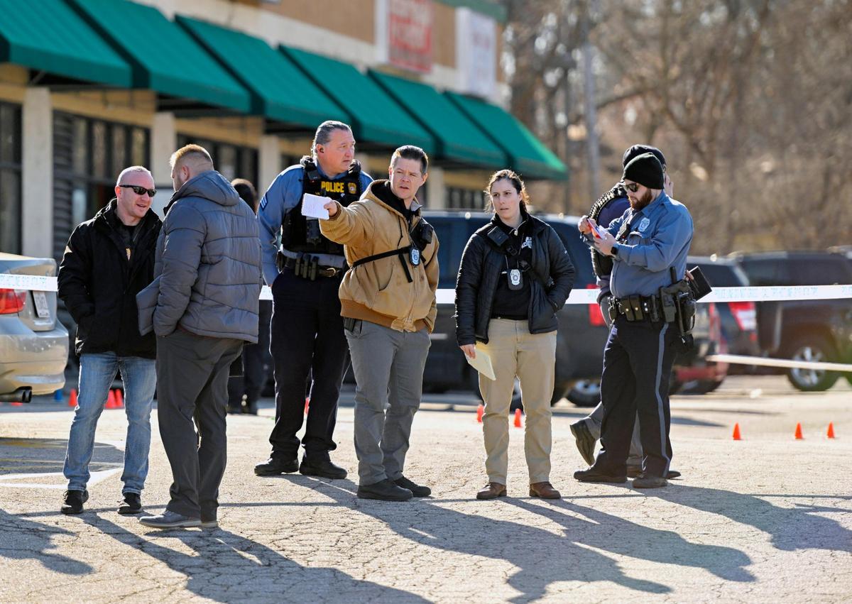 Kansas City police were on the scene after three people were shot, one of them critically injured, at the Elite Funeral Chapel in south Kansas City on Friday.