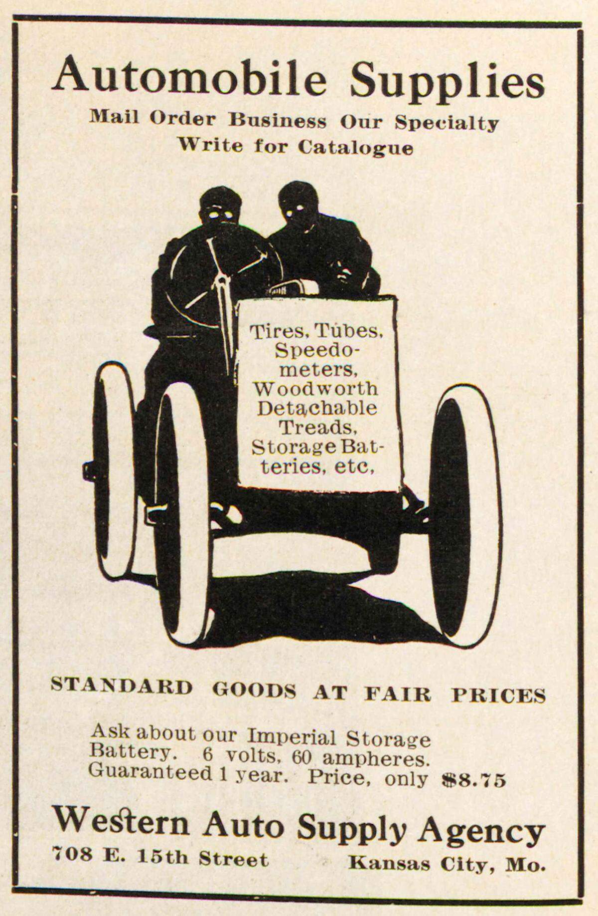 Early Western Auto Supply Agency ad from September 1909.